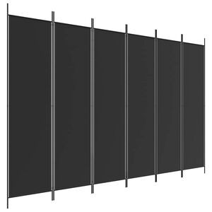 vidaXL Параван за стая, 6 панела, черен, 300x200 cм, плат