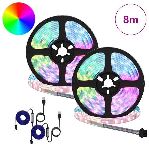 vidaXL LED лента 2 pcs Черен и прозрачен 4000 мм Мед и пластмаса