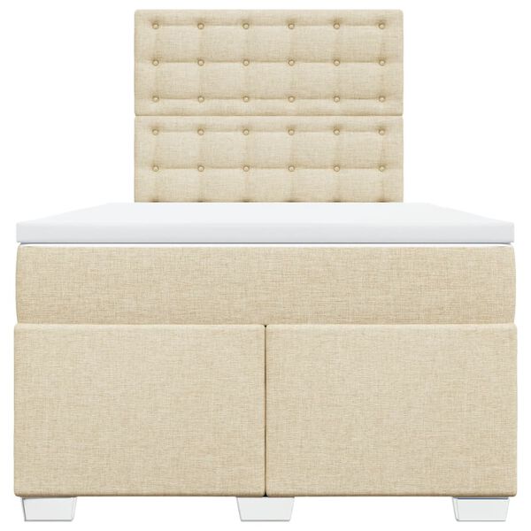 vidaXL Боксспринг легло с матрак, кремаво, 120x200 см, плат