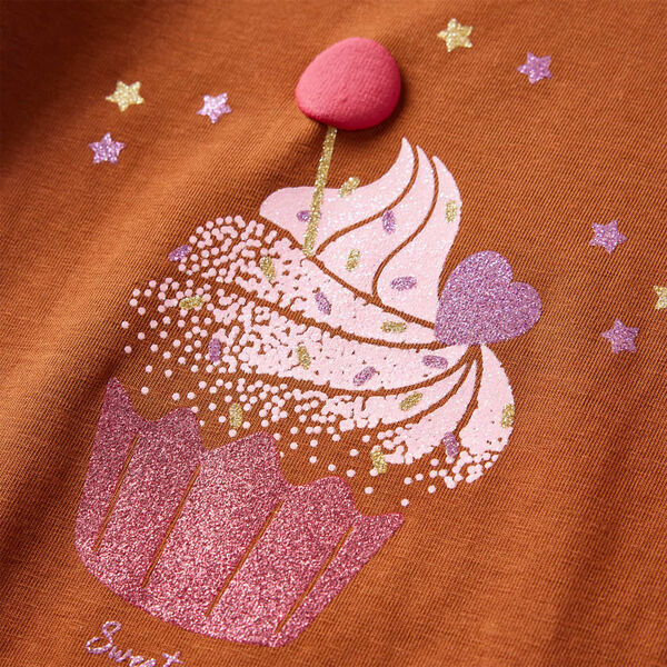 Детска тениска с дълъг ръкав, коняк, 104