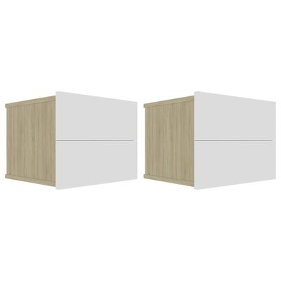 vidaXL Нощни шкафчета, 2 бр, бяло и дъб сонома, 40x30x30 см, ПДЧ