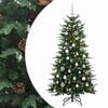 vidaXL Изкуствена коледна елха с топки 120 см 150 LED светодиода