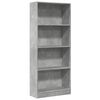 vidaXL Библиотека, бетонно сива, 60x24x143 см, инженерно дърво