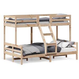 vidaXL Двуетажно легло, 80x200/120x200 см, борово дърво масив