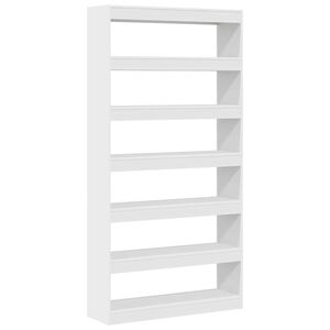 vidaXL Шкаф за книги 6 нива 100 x 30 x 198 см Инженерна дървесина Бяло