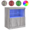 vidaXL Сайдборд с LED светлини, сив сонома, 60x37x67 см
