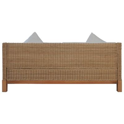 vidaXL Комплект дивани с възглавници, 3 части, естествен ратан