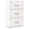 vidaXL Висок шкаф, бял, 67x40x108,5 см, борово дърво масив