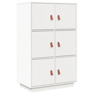 vidaXL Висок шкаф, бял, 67x40x108,5 см, борово дърво масив
