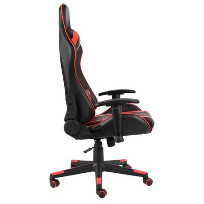 vidaXL Въртящ геймърски стол, червен, PVC
