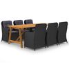 vidaXL Градински трапезен комплект, 7 части, черен