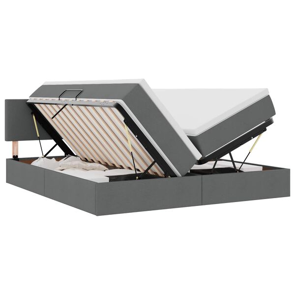 vidaXL Легло с място за съхранение Тъмен сив 200 x 200 cm Изкуствена