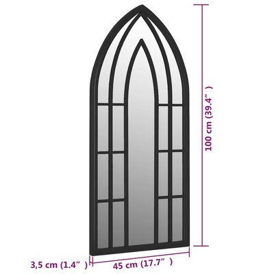 vidaXL Градинско огледало черно 100x45 см желязо за външна употреба