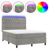 vidaXL Боксспринг легло с матрак и LED, светлосиво, 140x190 см, кадифе