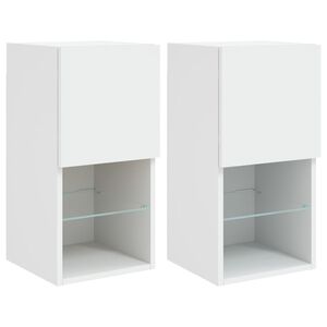 vidaXL ТВ шкафове с LED осветление 2 бр бели 30,5x30x60 см