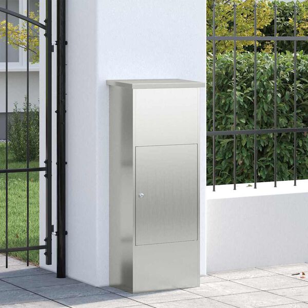 vidaXL Пощенска кутия за пратки с врата Черно 44,5 x 29 x 110,5 см