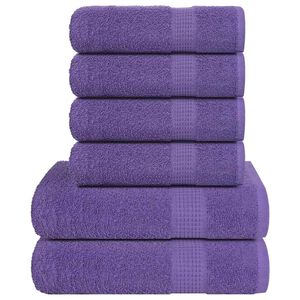 vidaXL 6 Piece Towel Set Purple 360 gsm 100% Cotton - Untranslated