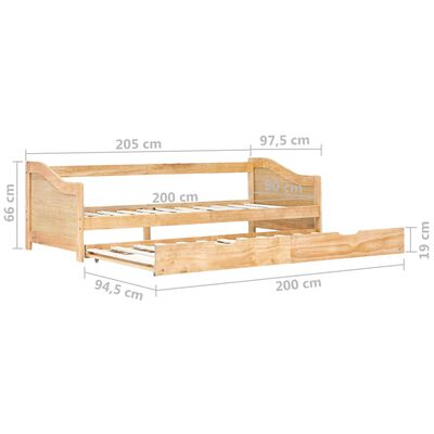 vidaXL Рамка за легло разтегателен диван борово дърво 90x200 см