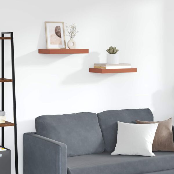vidaXL Стенен рафт 2 pcs Червено 40 x 23,5 x 4 см Инженерно дърво