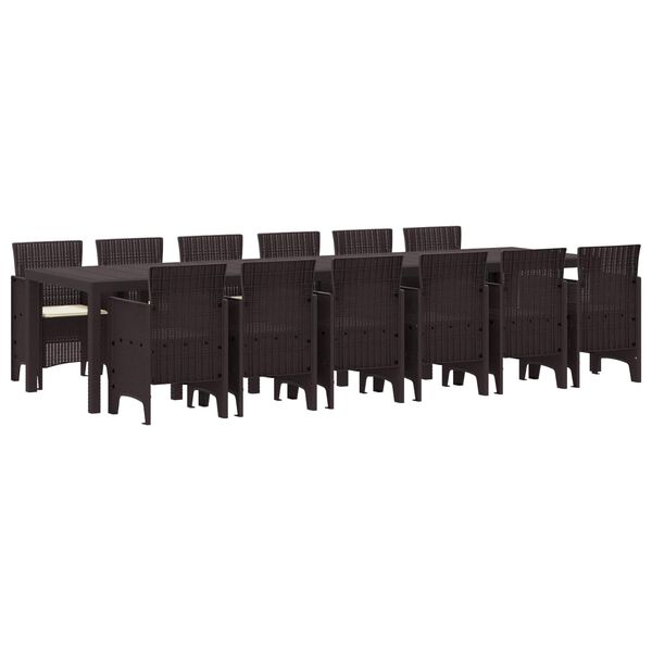 vidaXL Комплект за хранене в градината 13 pcs Кафяво Ратан Polt