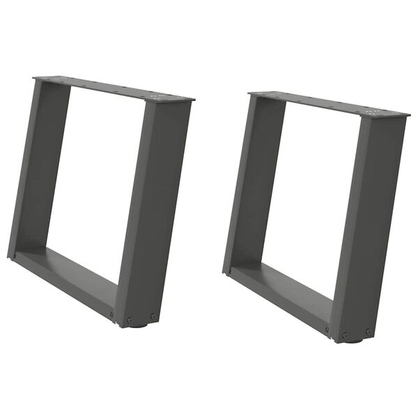 vidaXL Крака за масичка за кафе, U-образни, 2 бр., антрацит, 60 x (42-43) см, стомана