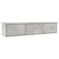 vidaXL Стенен рафт с чекмеджета, бетонно сив, 88x26x18,5 см, ПДЧ