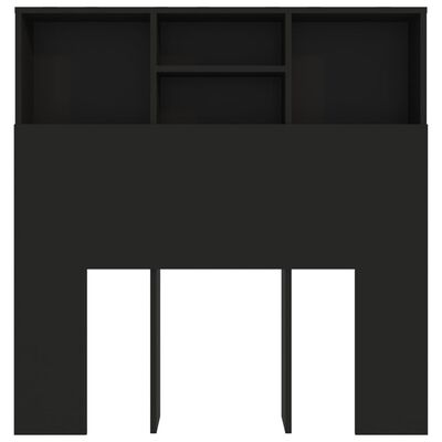 vidaXL Табла за легло тип шкаф, черна, 100x19x103,5 см