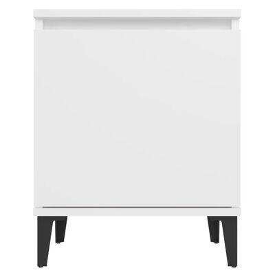 vidaXL Нощни шкафчета с метални крака, бели, 40x30x50 см