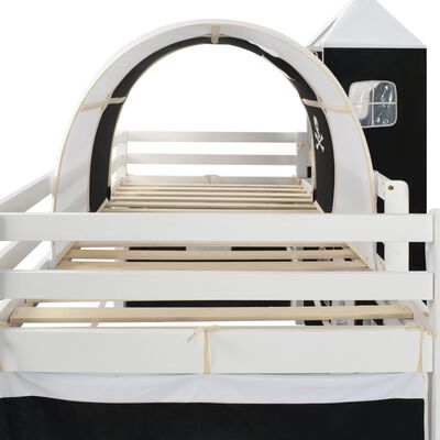 vidaXL Високо детско легло с пързалка и стълба, бор, 97х208 см