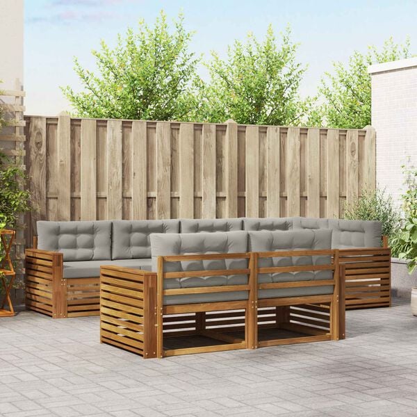 vidaXL Комплект дивани за открито 7 pcs Естествено и светло сиво
