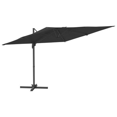 vidaXL LED конзолен чадър, черен, 400x300 см