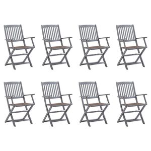 vidaXL Сгъваеми градински столове, 8 бр, с възглавници, акация масив