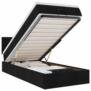 vidaXL Османска легло с матрак и LED, черно, 100x200 см, плат