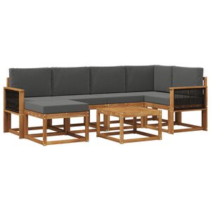 vidaXL Комплект дивани за открито 7 pcs Натурален и Антрацит