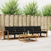 vidaXL Комплект дивани за открито 5 pcs Естествено и черно
