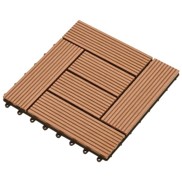 vidaXL Плочка за decking 11 pcs Кафяво 30 x 30 cm WPC