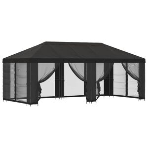 vidaXL Беседка със страници 6 x 3 m Антрацит Полиестер и стомана 190