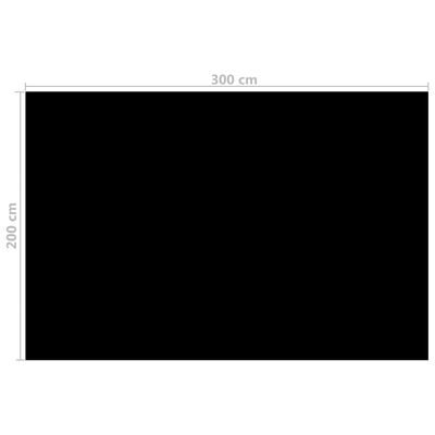vidaXL Покривало за басейн, черно, 300x200 см, PE