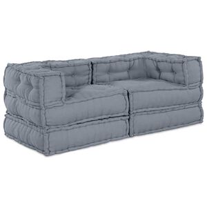 vidaXL Модулен диван 2 бр. Текстил Сиво 140 x 70 x 56 см