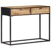 vidaXL Конзолна маса, 100x35x75 cм, грубо мангово дърво и тръстика