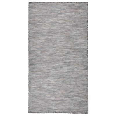 vidaXL Градински плоскотъкан килим, 80x150 см, кафяво и синьо