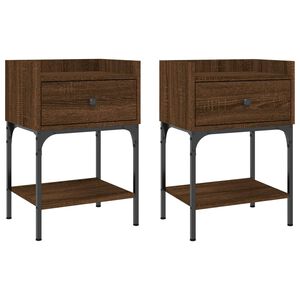 vidaXL Нощни масички, 2 бр, кафяв дъб, 40,5x31x60 см, инженерно дърво
