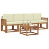 vidaXL Комплект дивани за открито 5 pcs Натурален и Крема