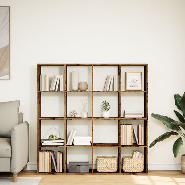 vidaXL Библиотека, старо дърво, 137,5x29x137,5 см, инженерно дърво