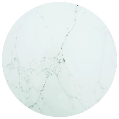 vidaXL Плот за маса бял Ø90x1 см закалено стъкло с мраморен дизайн