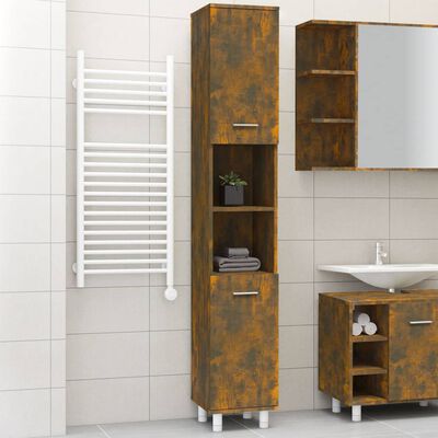 vidaXL Шкаф за баня, опушен дъб, 30x30x179 см, инженерно дърво