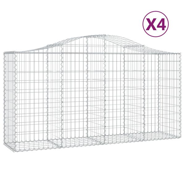 vidaXL Габионни кошници арка 4 бр 200x50x100/120 см поцинковано желязо