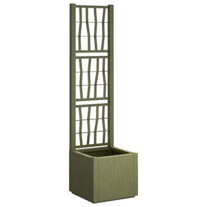 vidaXL Градинска саксия с решетка Зелено 36 x 36 x 140 см ПП