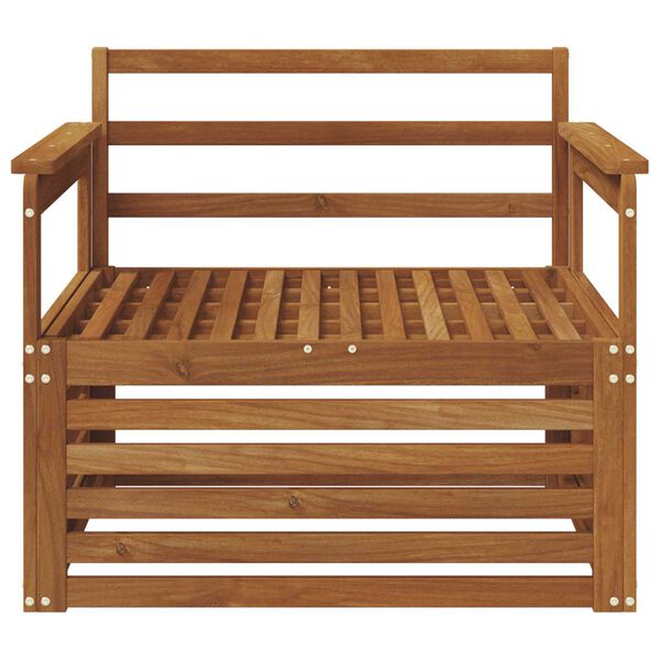 vidaXL 2 Брой Диван с подлакътници Солидно акациево дърво Естествен