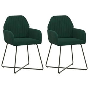 vidaXL Обедени столове 2 pcs Кадифе Тъмнозелено 55 x 50 x 84 см